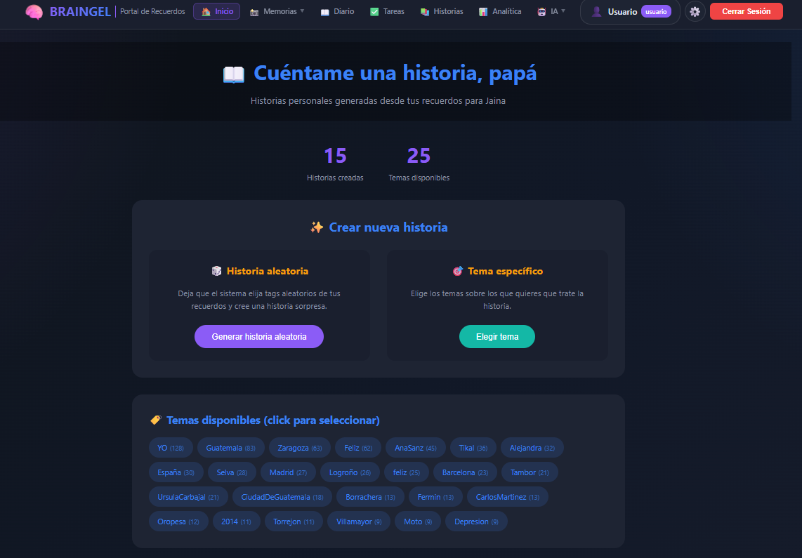 Cuéntame una historia, papá — motor de generación con IA