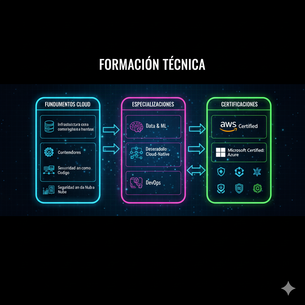 Persona siendo capacitada en herramientas cloud